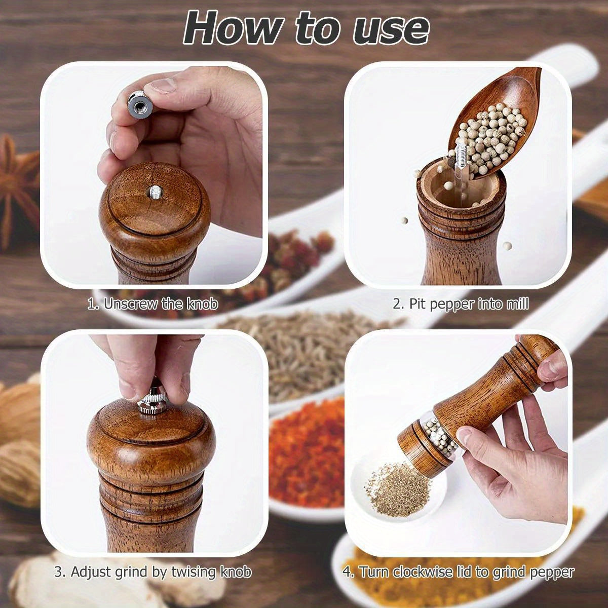 Must-Have Kitchen Tools: Versatile Wood Salt and Pepper Grinders