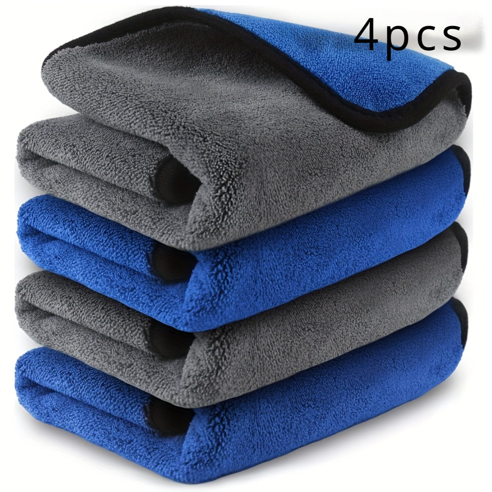 4-Pack Microfiber Chamois Car Towels for Polishing, Washing & Drying