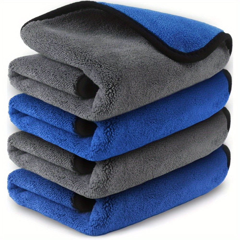 4-Pack Microfiber Chamois Car Towels for Polishing, Washing & Drying