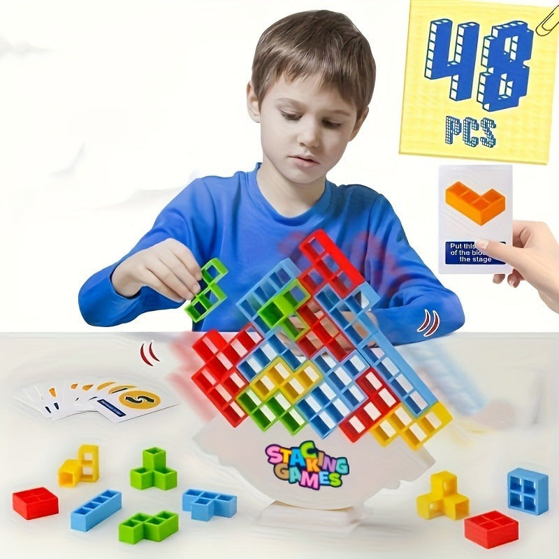 Exciting Family Building Game with Colorful Blocks - Ideal for Game Nights and Holiday Parties, Fun Toy Set for Kids