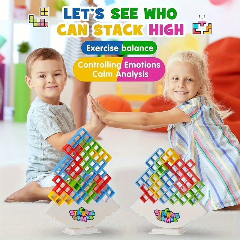 Exciting Family Building Game with Colorful Blocks - Ideal for Game Nights and Holiday Parties, Fun Toy Set for Kids