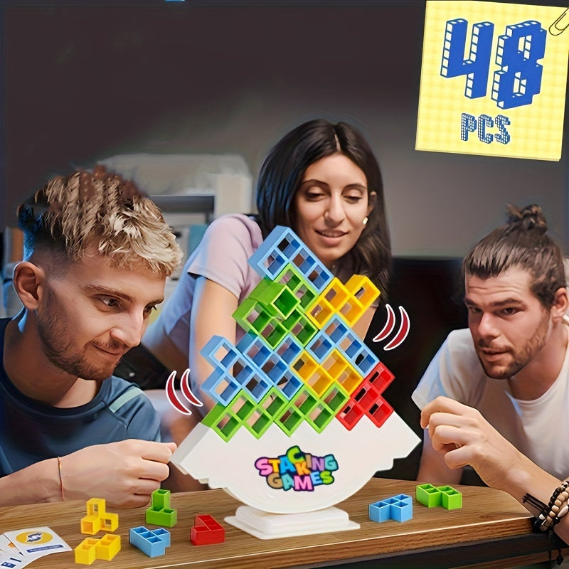 Exciting Family Building Game with Colorful Blocks - Ideal for Game Nights and Holiday Parties, Fun Toy Set for Kids