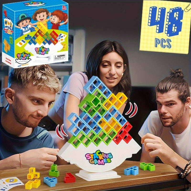 Exciting Family Building Game with Colorful Blocks - Ideal for Game Nights and Holiday Parties, Fun Toy Set for Kids