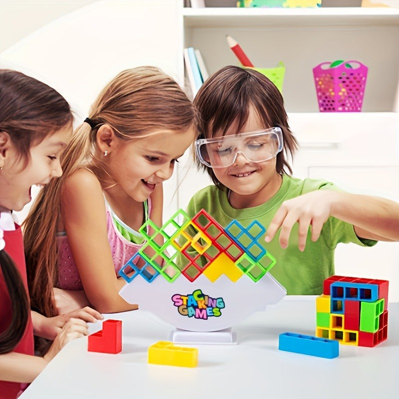 Exciting Family Building Game with Colorful Blocks - Ideal for Game Nights and Holiday Parties, Fun Toy Set for Kids