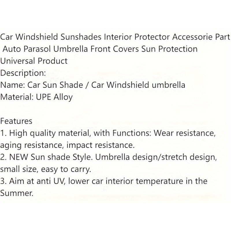 Protect your car from UV rays and heat with a portable, foldable windshield sunshade that is easy to use and store, perfect for all vehicles.