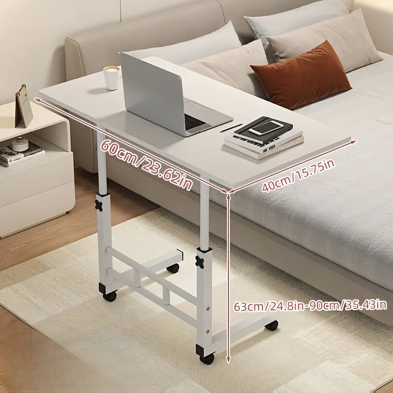 Folding Desk with Wheels and Adjustable Height, Featuring Storage Shelf - Ideal for Bedroom, Living Room, or Outdoor Office Spaces