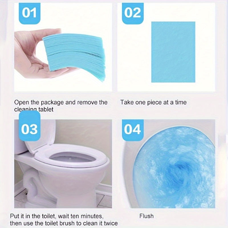 30 Multi-Surface Cleaning Sheets with Citric Acid for daily use, safe for ceramics, smokeless, and effective at removing odors and descaling toilets and floors.