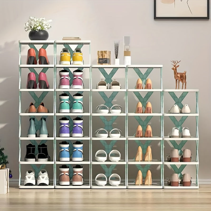 9-Tier Foldable Shoe Rack Made of Sturdy Plastic - Space-Saving Floor Organizer for Entryway, Bedroom, Living Room & Dorm