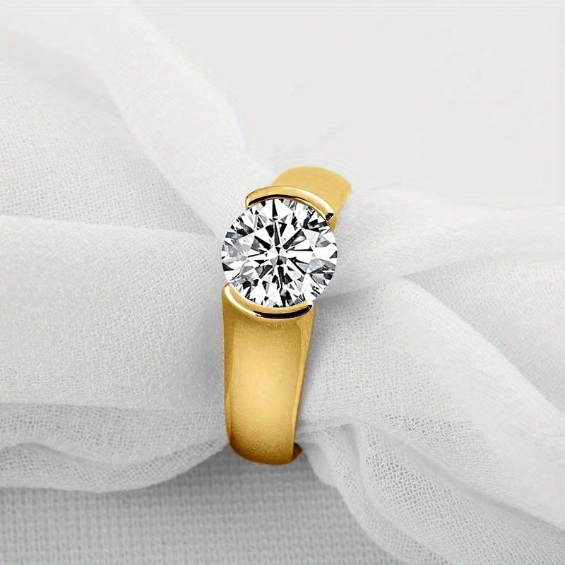 Vintage Boho Style Moissanite Engagement Ring, LOVESSOM - Available in 2ct/3ct, 925 Sterling Silver with Golden Finish, Ideal for Weddings, Parties, and Retro Bohemia Style