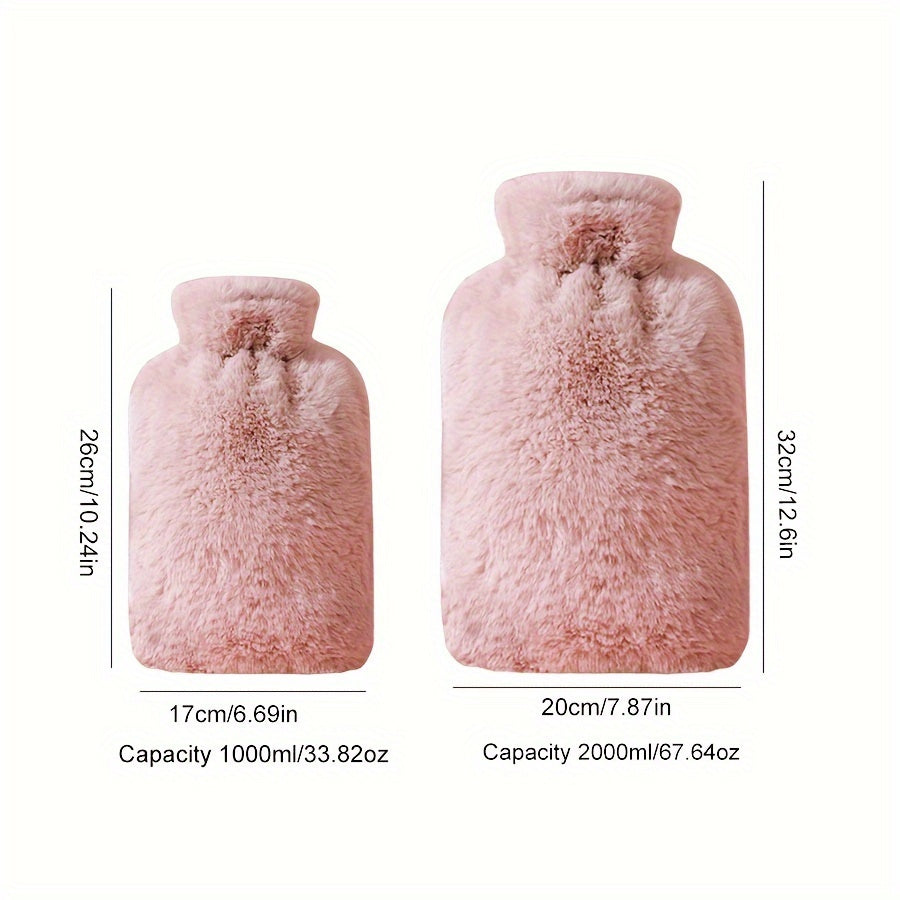 1pc PVC Plush Hot Water Bag, 1000ml/2000ml size, explosion-proof, anti-scalding, large capacity hand warmer for bed.