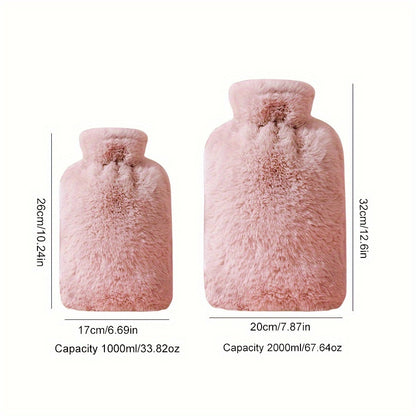 1pc PVC Plush Hot Water Bag, 1000ml/2000ml size, explosion-proof, anti-scalding, large capacity hand warmer for bed.