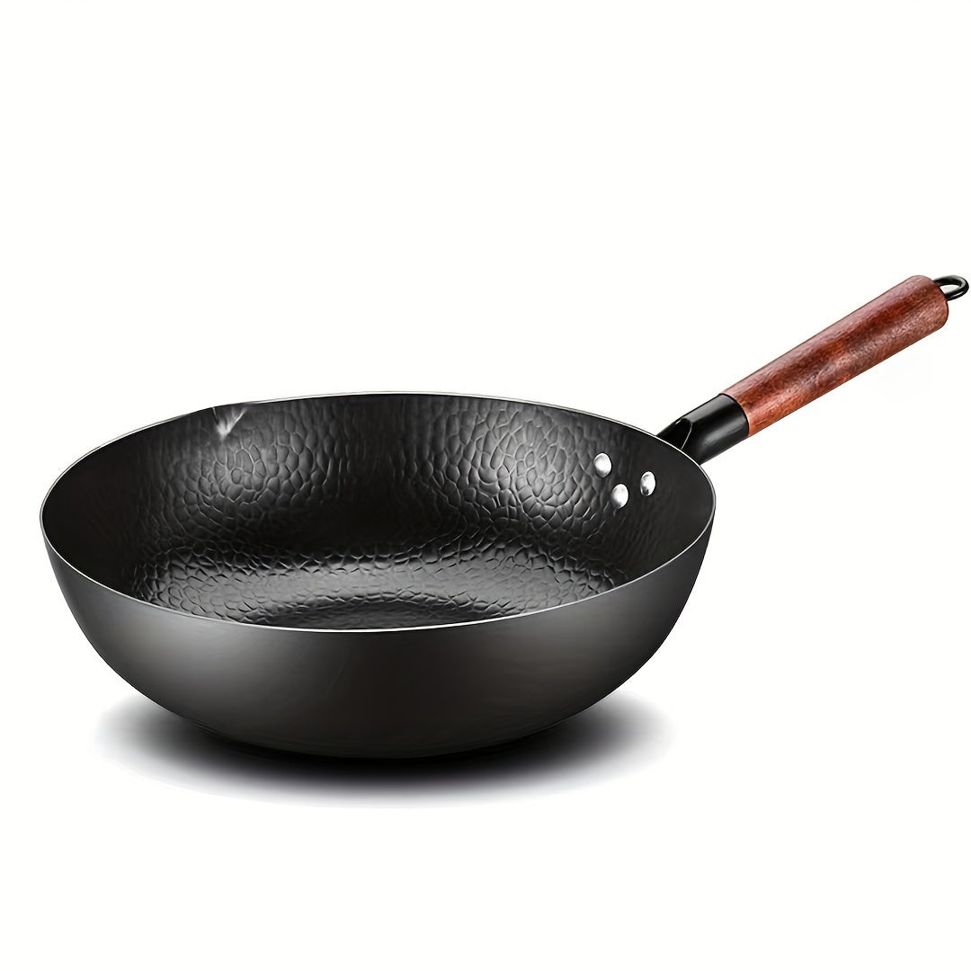 Durable 32.0cm Cast Iron Wok - Ideal for Induction, Electric, and Gas Stoves - Versatile Cookware for Home Kitchens - Compatible with Halogen and a Range of Kitchen Appliances - High-Quality Kitchenware for Household Use