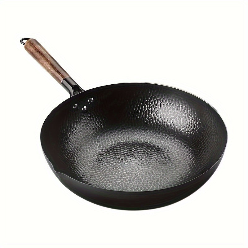 Durable 32.0cm Cast Iron Wok - Ideal for Induction, Electric, and Gas Stoves - Versatile Cookware for Home Kitchens - Compatible with Halogen and a Range of Kitchen Appliances - High-Quality Kitchenware for Household Use