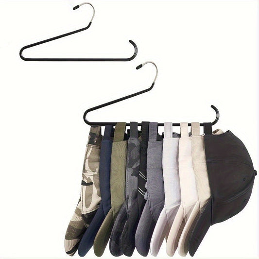 Baseball Cap Hanger Set for Saving Space - Made of Strong Metal & Plastic, PVC Coating Prevents Slipping, Convenient Z-Shaped Design for Wardrobe Organization and Storage.