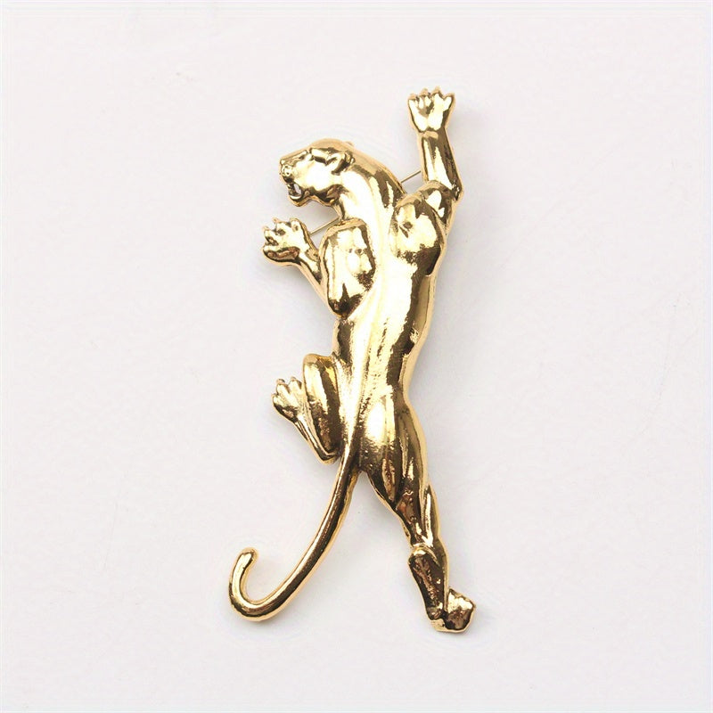 Vintage uslubidagi leopard brosh pin, hunarmandlar tomonidan qo'l bilan tayyorlangan - kiyim va ruksaklar uchun nafis moda aksessuari