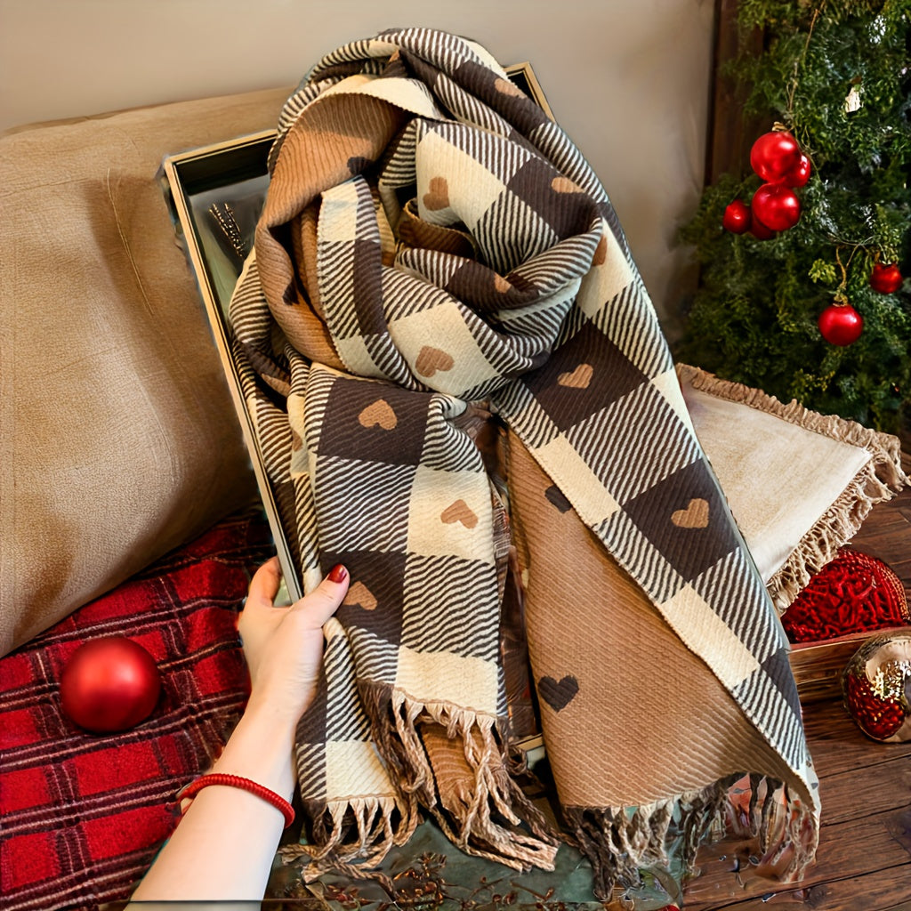 Winter Scarf Celebrating the Season: Made with a plush polyester blend, this stylish accessory exudes sophistication. Designed to keep you warm and protected from the wind and snow, it also adds a decorative touch to any outfit.