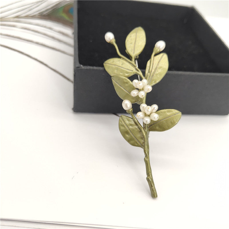 Fresh Pin Romantic Gift for Women - Designer Myrtle Flower Branch Brooch Floral Accessories