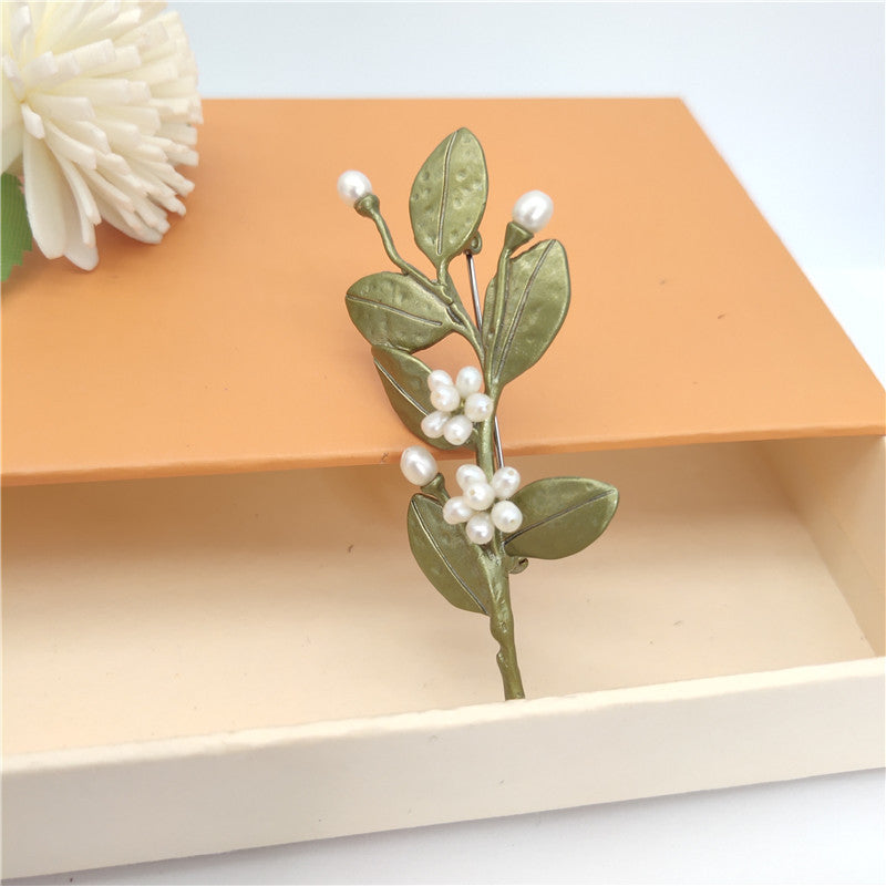 Fresh Pin Romantic Gift for Women - Designer Myrtle Flower Branch Brooch Floral Accessories