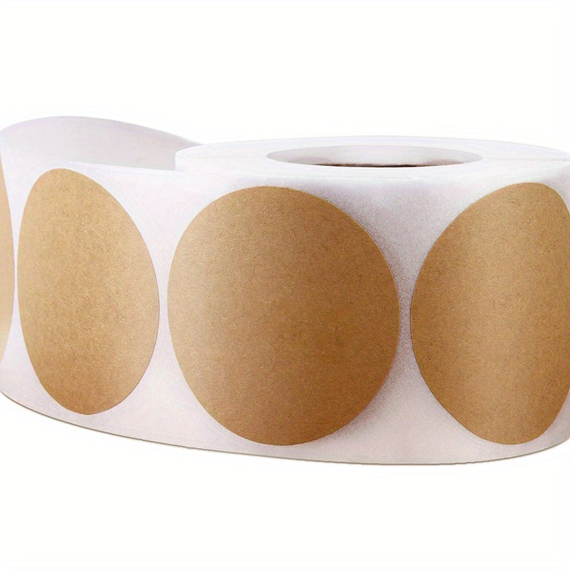 500 Kraft Paper Stickers Roll for Packaging and Labeling jewelry, crafts, organizing, and jars. Blank round adhesive labels for store owners, canning, beading, and jewelry making. Perfect