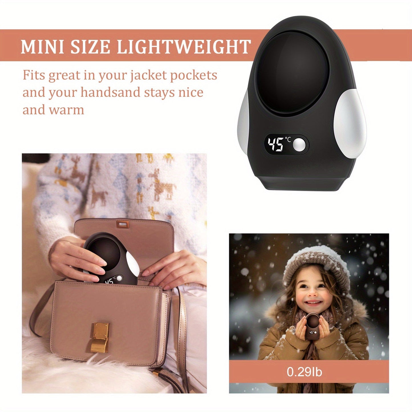 Get Your Hands on the Adorable Penguin Hand Warmer - Stay Warm Anytime, Anywhere with Instant Heat and Temperature Display, Handy USB Rechargeable Electric Heater for Both Men and Women, Ideal Holiday Present.