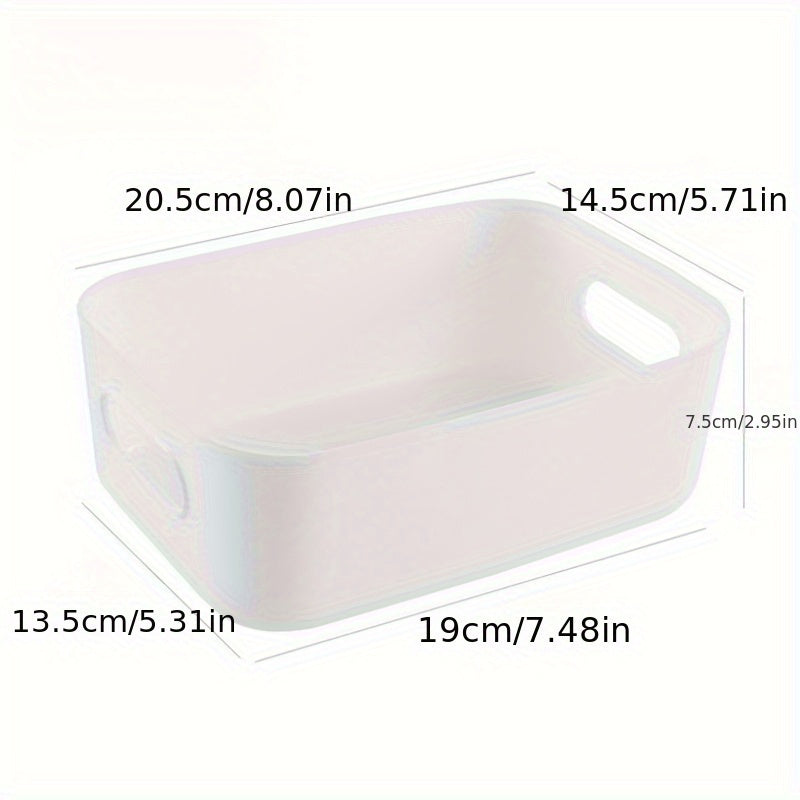 Set of 10 White Plastic Storage Boxes Featuring Convenient Handles - Multi-functional Organizers for Various Spaces such as Kitchen, Bathroom, Bedroom, Office, and Dorm | Perfect for Storing Cosmetics, Fruits, and Miscellaneous Items | Requires No