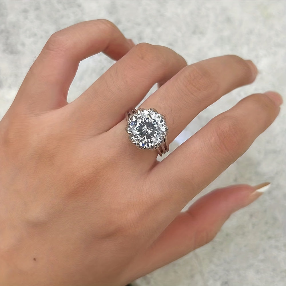 Stunning 3 Carat Moissanite Engagement Ring in Vintage Boho Style - Crafted from 925 Sterling Silver, Ideal for Weddings and Special Events