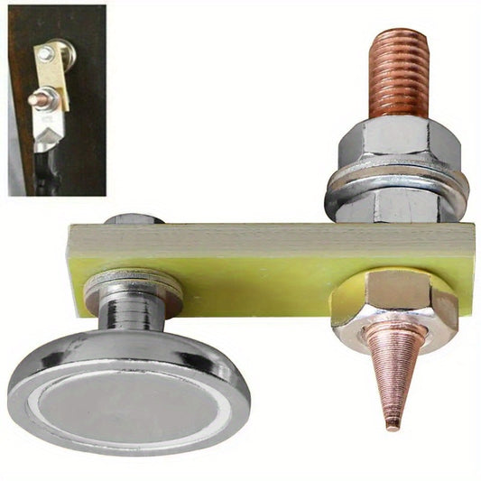 Durable copper spotter clamp for electric welders enables magnetic welding ground support.