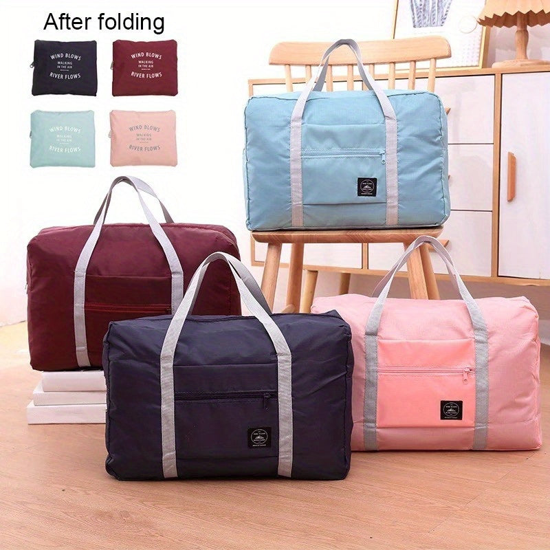 Foldable nylon travel bags with large capacity for women and waterproof handbags for men.