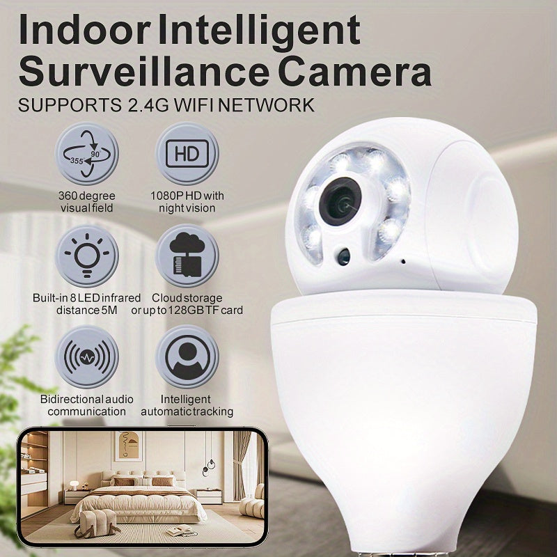 Experience top-of-the-line surveillance with the Teruhal 1080p HD Smart Bulb Camera. Featuring auto tracking, Wi-Fi connectivity, full color night vision, and two-way audio, this camera provides unmatched home security. With motion detection capabilities