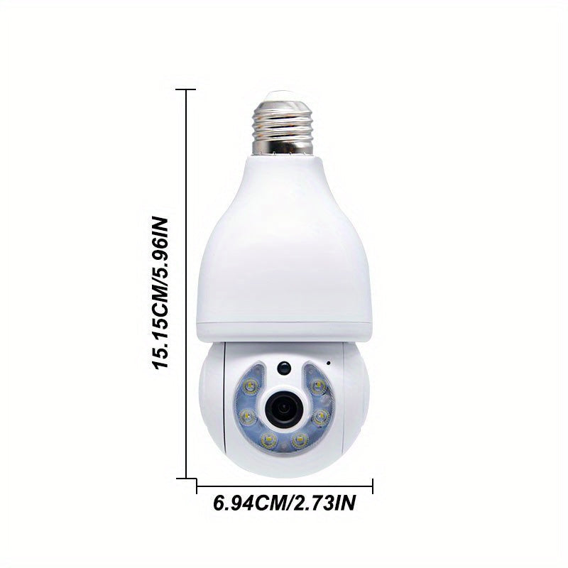 Upgrade your home security with the Teruhal HD E27 Light Bulb Camera featuring auto-tracking, full color night vision, and 2-way audio. This WiFi-enabled camera is compatible with smartphones and makes a perfect gift for Easter or Christmas (Cloud