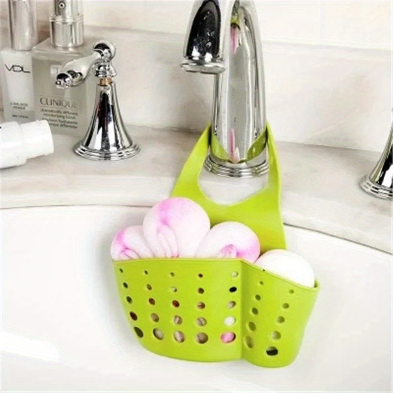 Space-saving design kitchen sink caddy made of adjustable plastic, perfect for soap and sponge storage. Hang it on your sink for easy access and keep your kitchen organized.