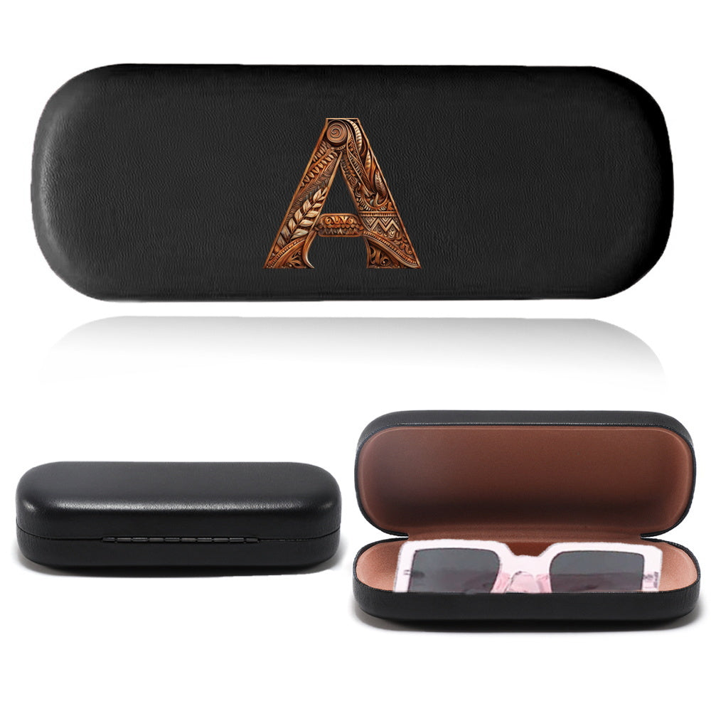 Chic Wood Art Letters Print Glasses Case - Sturdy, Pressure-Resistant Eyewear Holder with Zipper - Compact Travel Organizer for Women, Perfect for Back to School