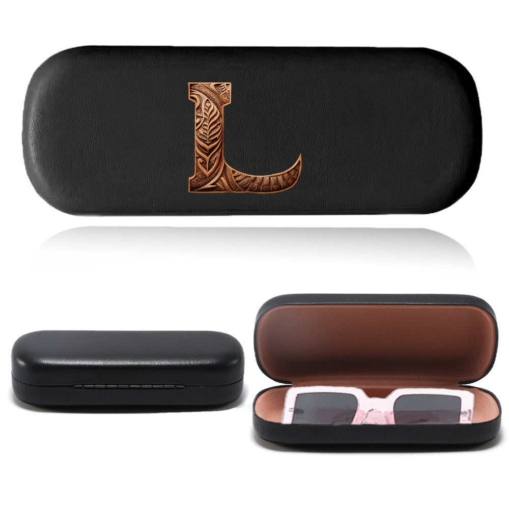 Chic Wood Art Letters Print Glasses Case - Sturdy, Pressure-Resistant Eyewear Holder with Zipper - Compact Travel Organizer for Women, Perfect for Back to School