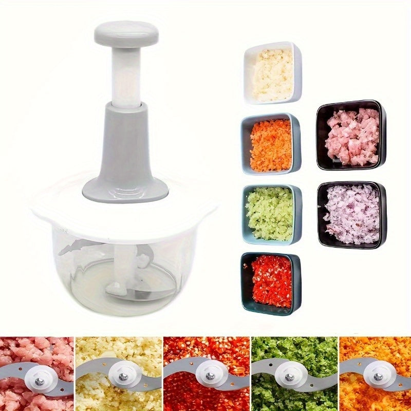 Accessory Kit for 1.5L Manual Food Processor - Includes Stainless Steel Blades, Vegetable Chopper, Garlic Press, and Meat Mincer - Easy to Clean, Perfect for Kitchen and Camping Use