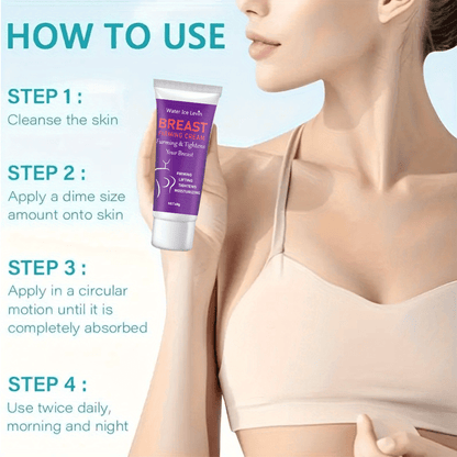 Firming cream for women's breasts tightens and lifts with natural ingredients.