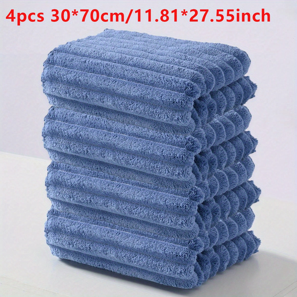 4 modern striped coral fleece towels, 29.97x69.98 cm, soft absorbent non-shedding, multi-purpose kitchen dish cloths, hair drying towels, hand towels, car wash towels, space theme, lightweight woven polyester 100%, 260gsm.