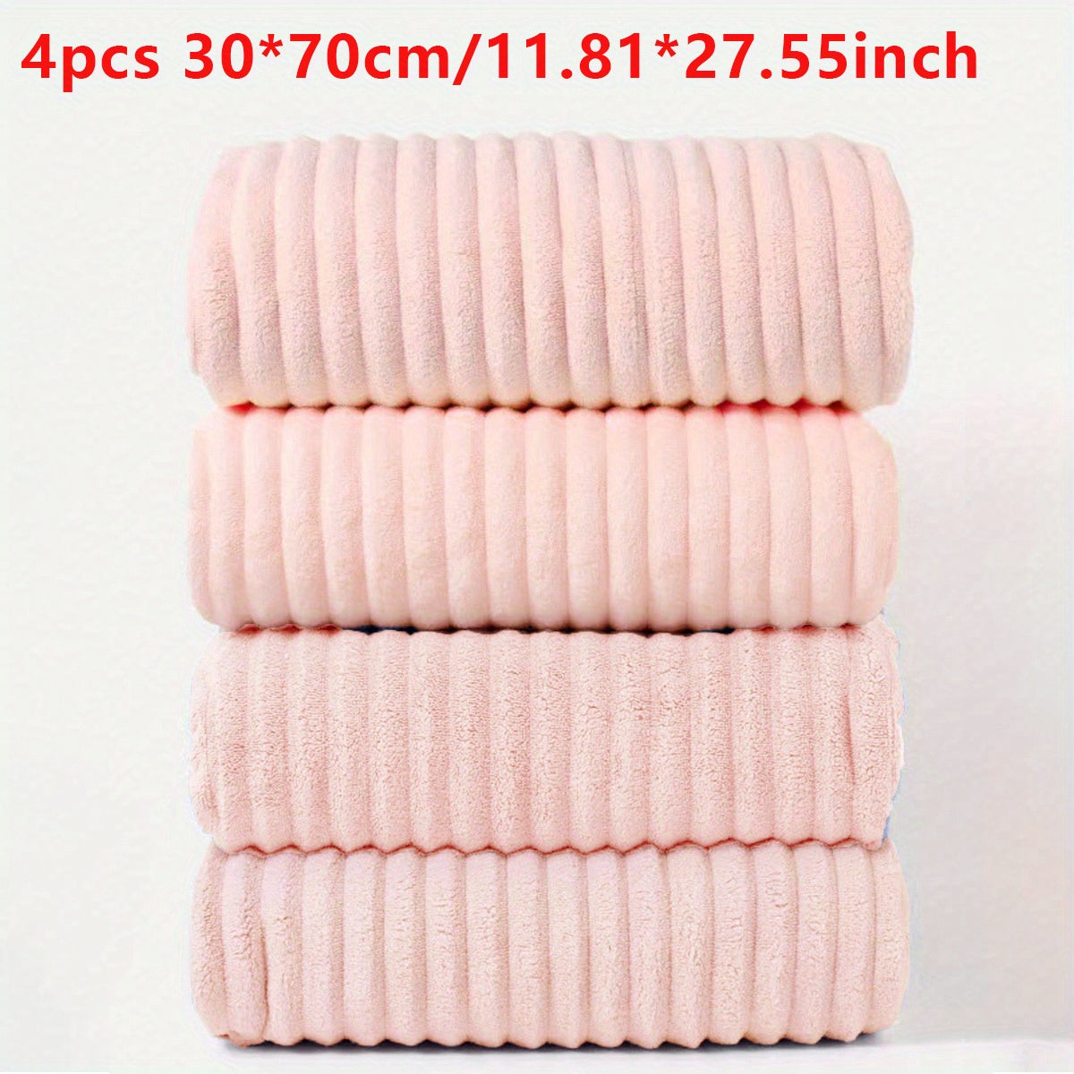 4 modern striped coral fleece towels, 29.97x69.98 cm, soft absorbent non-shedding, multi-purpose kitchen dish cloths, hair drying towels, hand towels, car wash towels, space theme, lightweight woven polyester 100%, 260gsm.