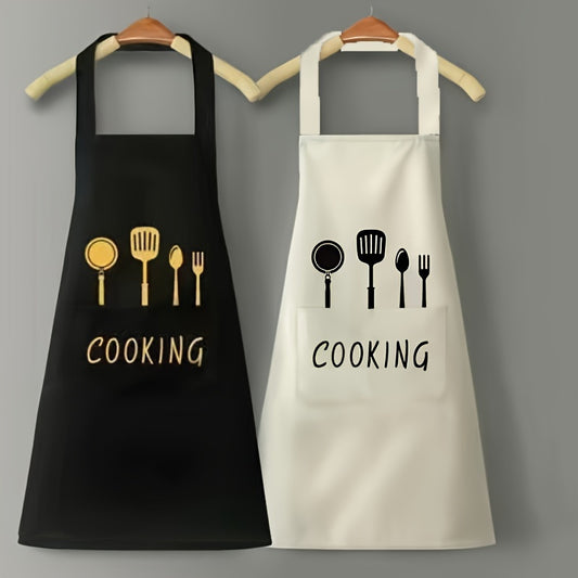 Waterproof plastic apron with convenient pockets for kitchen and restaurant use. Stain-resistant and unisex design.