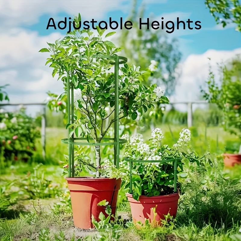 60 stackable PVC garden stakes with 10-layer plant support rings made of plastic, ideal for flowers and climbing plants.