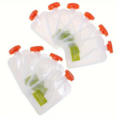 Set of 10 Reusable Squeeze Pouches for Purees & Dispensing Food – BPA-Free PC (Polycarbonate) Resealable Containers – No Need for Electricity – Convenient Kitchen Accessory for Preserving Food