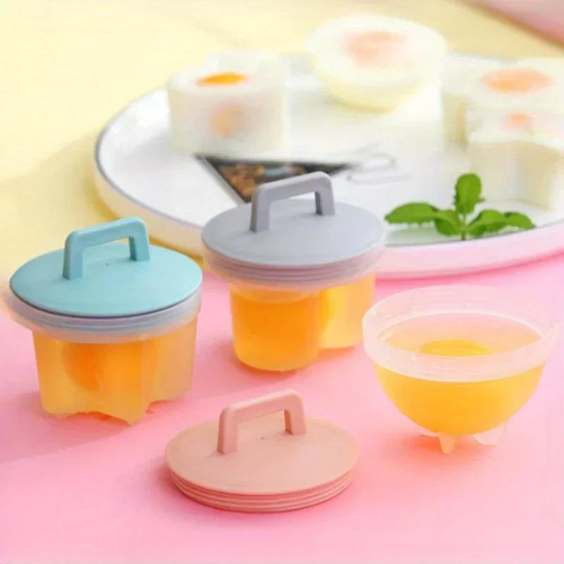 Set of 4 Cute Cartoon Egg Molds - Fun Kitchen Tools for Cooking and Steaming Eggs Perfectly, Made of Long-Lasting PC Material, Great for Chicken Lovers at Breakfast时间