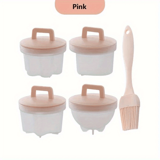 Set of 4 Cute Cartoon Egg Molds - Fun Kitchen Tools for Cooking and Steaming Eggs Perfectly, Made of Long-Lasting PC Material, Great for Chicken Lovers at Breakfast时间