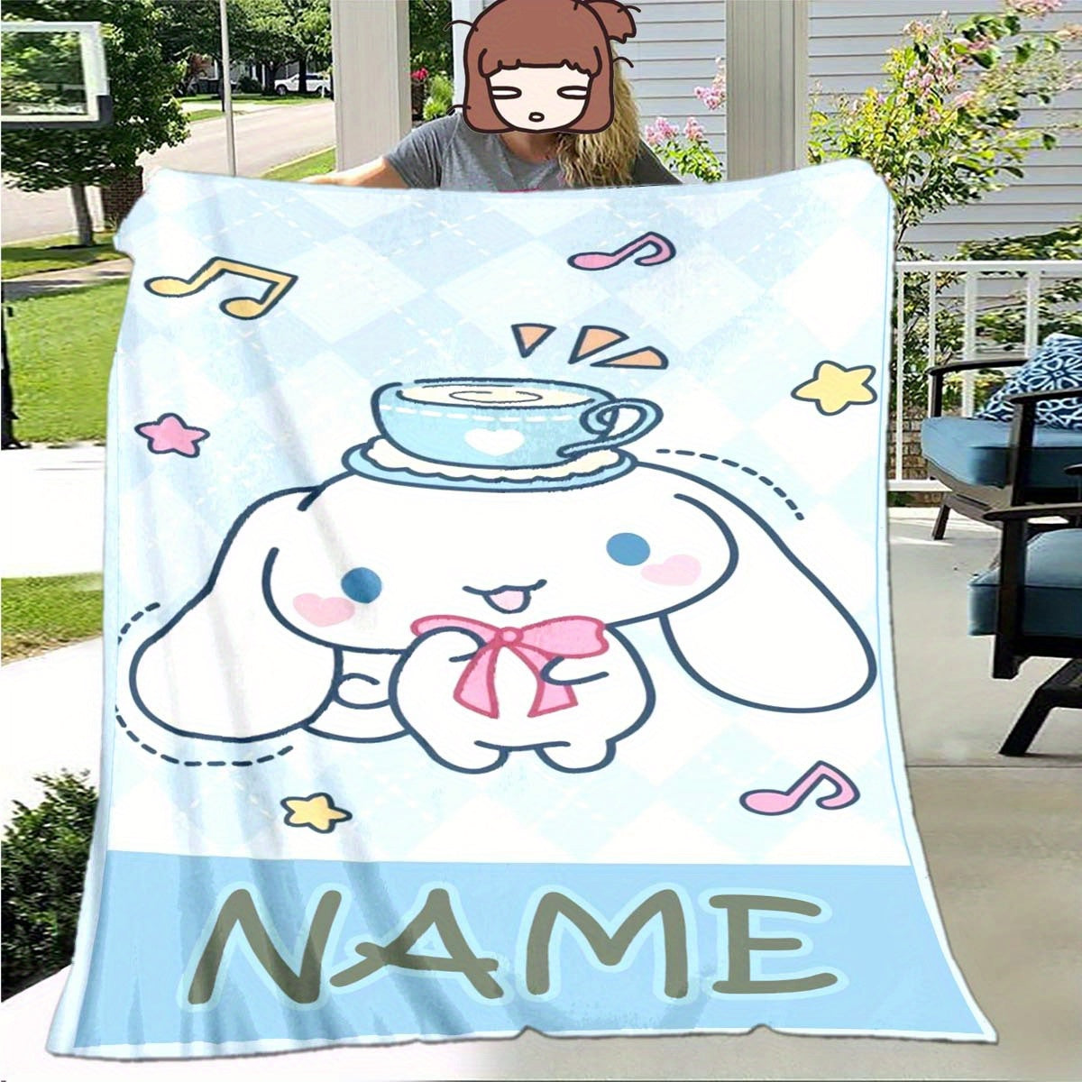 Snuggle up in style with the Sanrio Personalized Cinnamon Blanket! Made from ultra-soft flannel, this cozy blanket is perfect for your sofa, bed, or office chair. It also makes an ideal gift for friends and family.