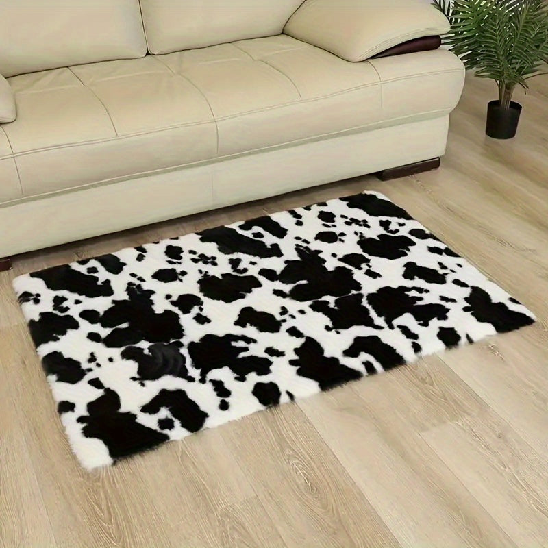 Indulge in the luxury of our PV Velvet Indoor Plush Area Rugs, featuring a sleek Black and White Cow Geometric design. These Non-Slip Large Rugs are perfect for adding a cozy touch to your Living Room, Bedroom, Entryway or Hallway. Experience the