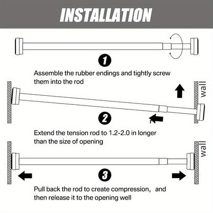 Adjustable Tension Rod for Bathroom, Closet, or Window - Available in Multiple Lengths - Easy Installation, Anti-Slip, Rustproof Design - Made of Stainless Steel with a Silver Finish