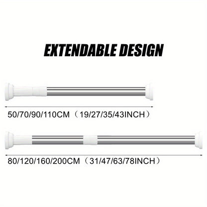 Adjustable Tension Rod for Bathroom, Closet, or Window - Available in Multiple Lengths - Easy Installation, Anti-Slip, Rustproof Design - Made of Stainless Steel with a Silver Finish