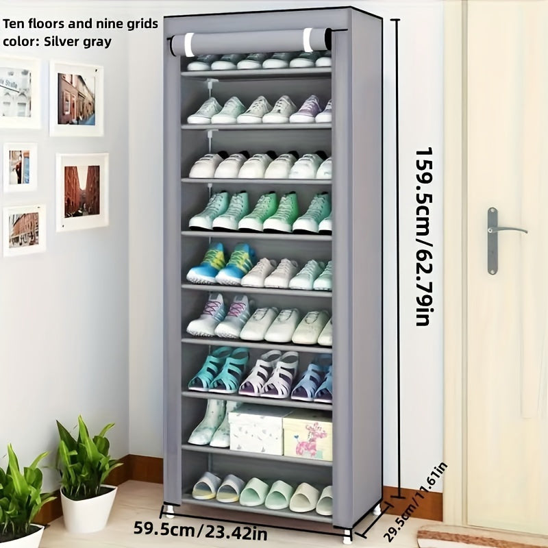 Durable Multi-Tier Shoe Rack with Waterproof Flip Cover, Stackable Plastic Boxes, Dustproof Organizer for Shoes, Large Capacity, No Wood or Electric Needed, Sturdy Material, Freestanding Floor Stand, Perfect for Any Room