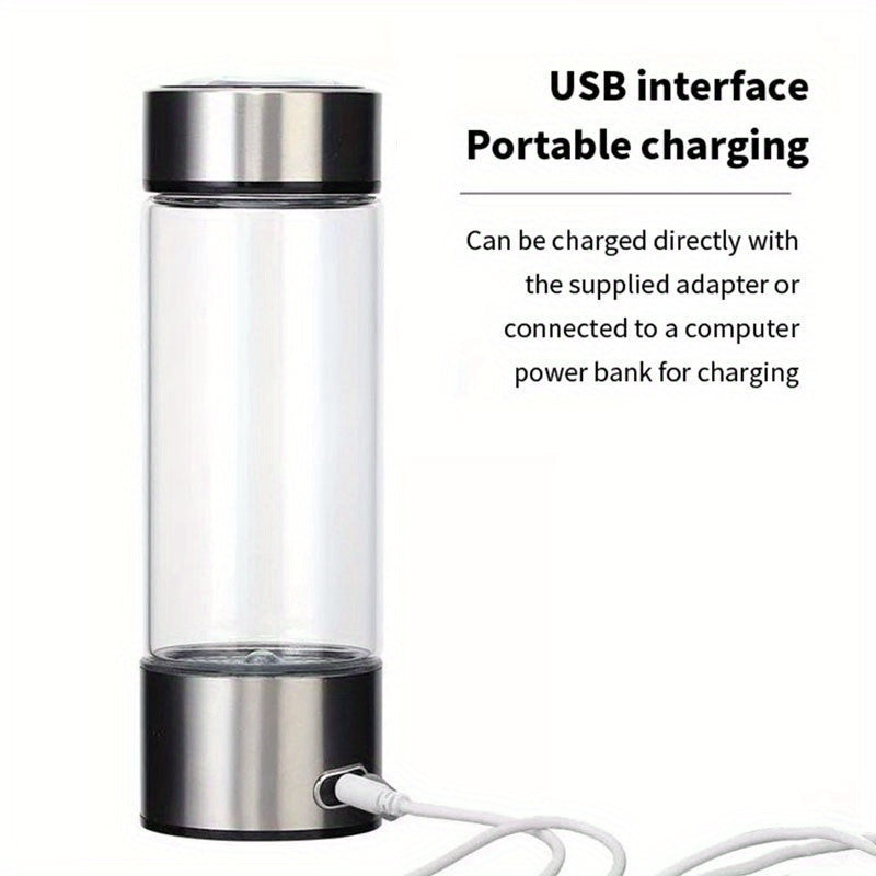 The BALASHOV Portable Hydrogen Water Bottle is a convenient 420ml bottle that features a USB rechargeable hydrogen generator. This ionizer water cup comes with a 1000mAh lithium battery for rapid electricity. It is designed for universal use with hot and