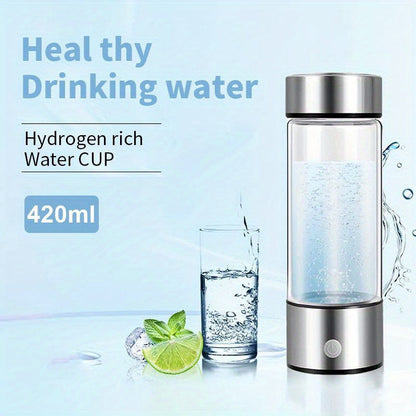 The BALASHOV Portable Hydrogen Water Bottle is a convenient 420ml bottle that features a USB rechargeable hydrogen generator. This ionizer water cup comes with a 1000mAh lithium battery for rapid electricity. It is designed for universal use with hot and