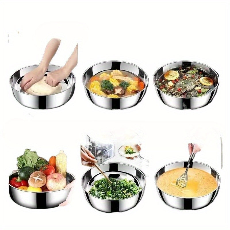 Rust-Resistant Stainless Steel Kitchen Basin with Multifunctional Design - Ideal for Soup, Hot Pot, and Batter Mixing